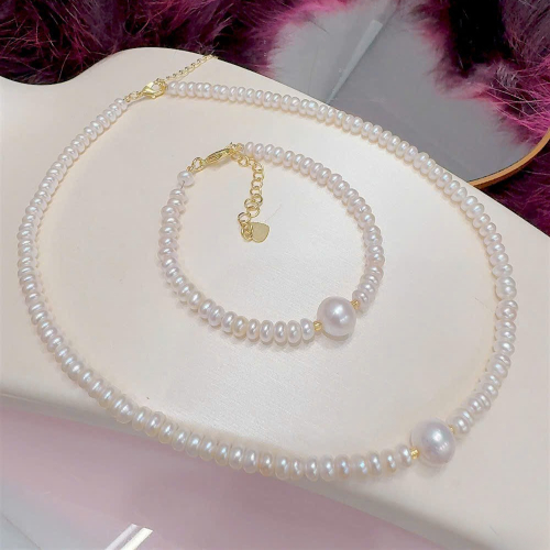 Vòng Cổ & Vòng Tay Ngọc Trai Bắp Nước Ngọt (Size 7 - 8cm)