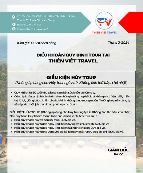 Điền kiện hủy tour