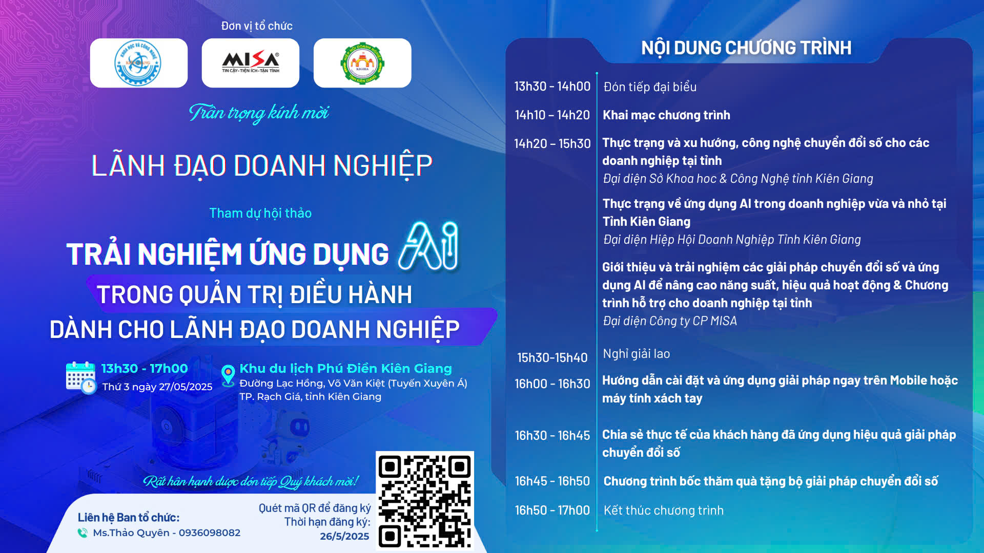 Thư Mời Tham Dự Hội Thảo Trải Nghiệm Ứng Dụng AI Trong Quản Trị Điều Hành